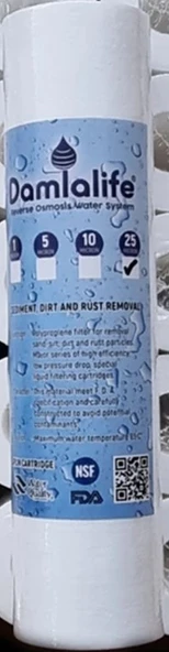 Damlalife 10'' Su Arıtma Spun 25 Micron Sediment Filtre ürün görseli 1