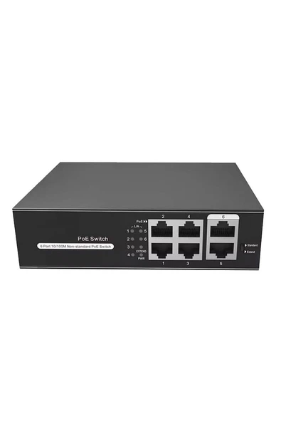 PG H1064PLS 4 Port 10/100Mbps PoE Switch 2 Uplink - 4 Port PoE Switch 65W Watt