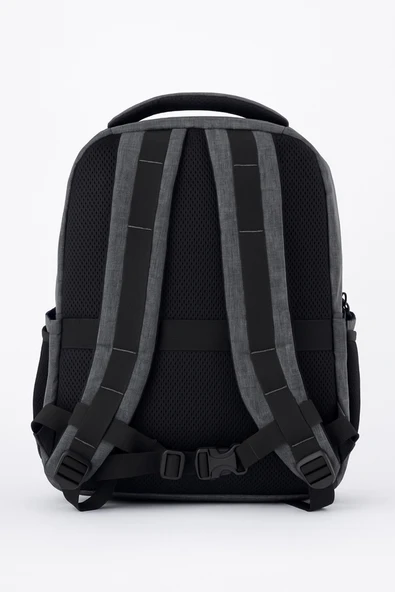 3 Bölmeli Okul Sırt Çantası (Laptop Bölmeli) Gri 2140 - Resim 3