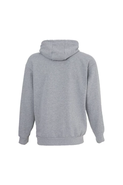 Erkek Baskılı Kapüşonlu Sweat Gri - 6