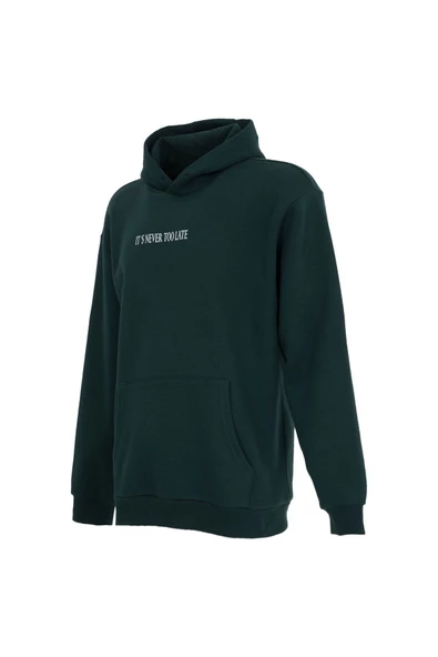 Erkek Baskılı Kapüşonlu Sweat Gri - 11