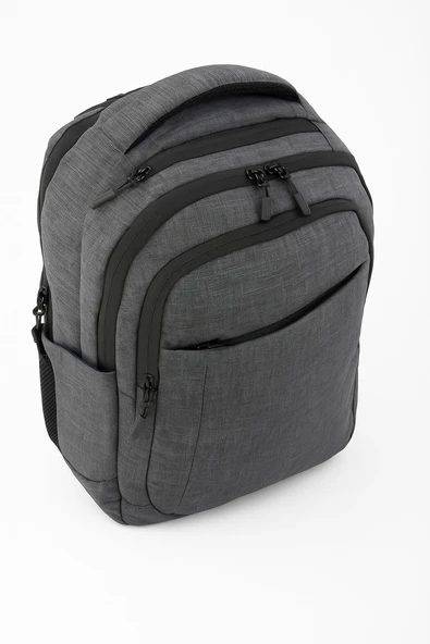 3 Bölmeli Okul Sırt Çantası (Laptop Bölmeli) Gri 2140 - Resim 2