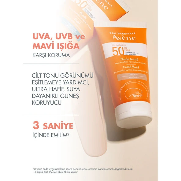 Avene Tinted Fluide SPF 50+ Renkli Güneş Kremi 50 ml TRSB - Resim 3