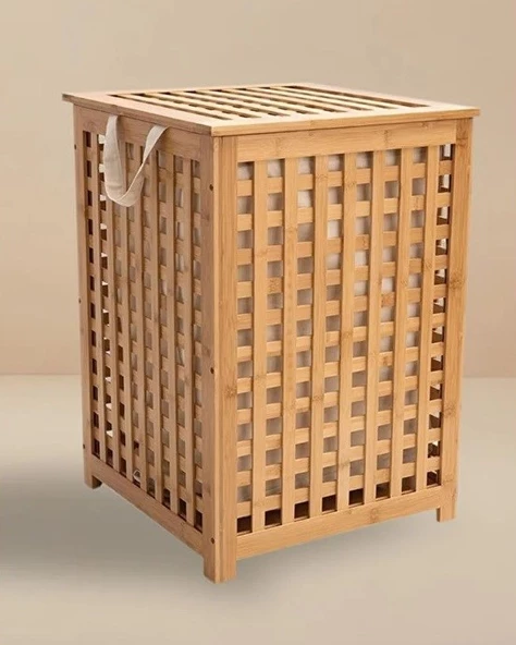 Bambu Kirli Çamaşır Sepeti Doğal Bambu Kirli Sepeti - 2