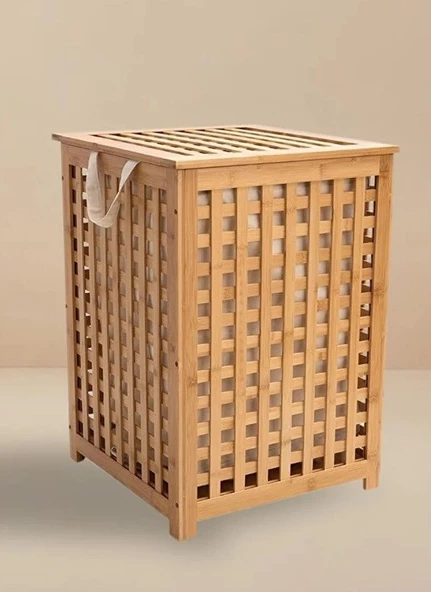 Bambu Kirli Çamaşır Sepeti Doğal Bambu Kirli Sepeti - 3