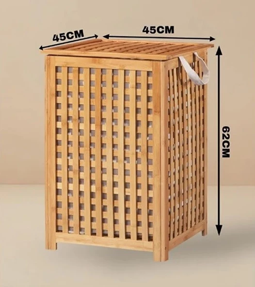 Bambu Kirli Çamaşır Sepeti Doğal Bambu Kirli Sepeti - 4