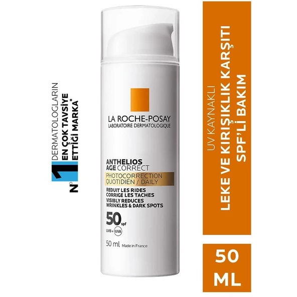 La Roche Posay Anthelios Age Correct SPF50 Leke ve Kırışıklık Karşıtı Güneş Koruyucu Yüz Kremi 50ml ürün görseli 1