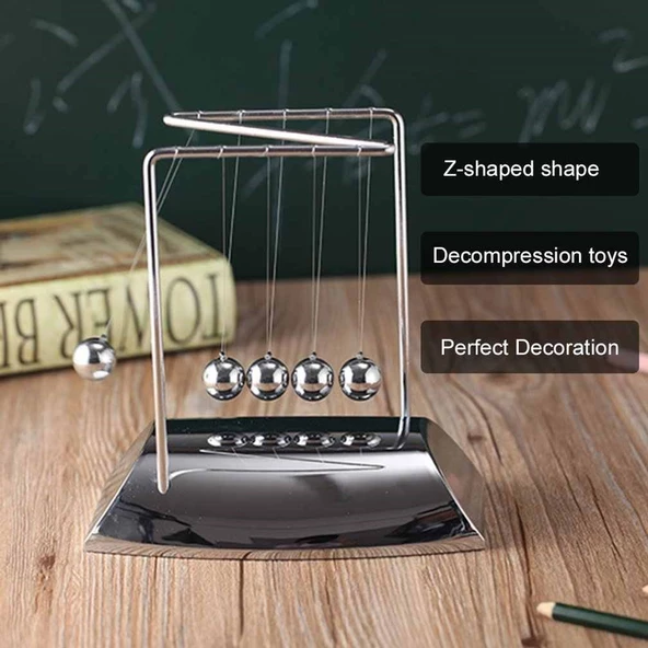 Lüks Newton Balance Denge Topu Büyük Boy Z Cradle Şık Ofis Hediyesi - 2