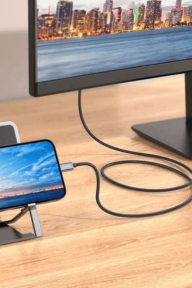 UA27 2M Tak Çalıştır Lightning to HDMI Alüminyum Alaşımlı Örgü Korumalı Dönüştürücü - Resim 3