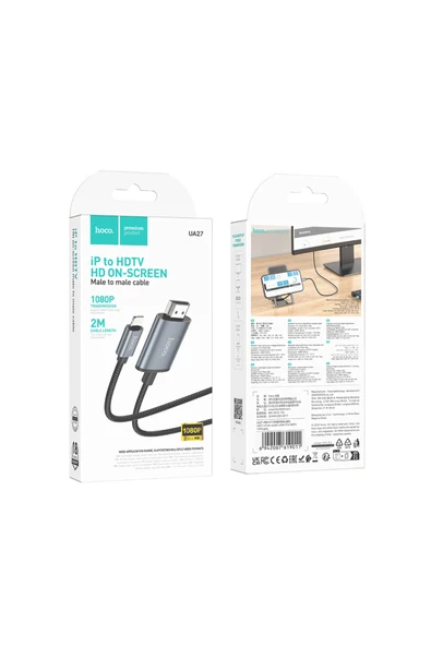 UA27 2M Tak Çalıştır Lightning to HDMI Alüminyum Alaşımlı Örgü Korumalı Dönüştürücü - Resim 5