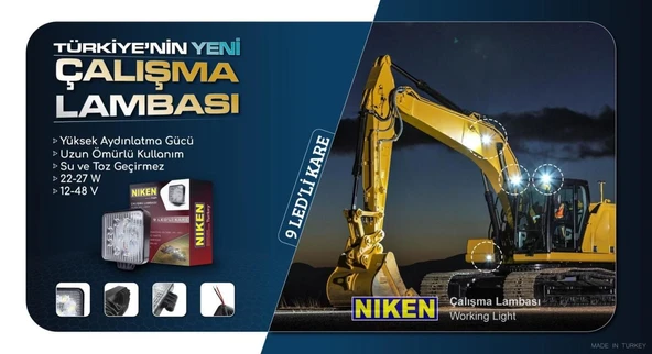NİKEN Çalışma lambası ledli pro kare 8 ledli 3 fonksiyonlu niken - 2