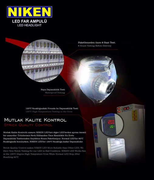 NİKEN Çalışma lambası ledli pro kare 8 ledli 3 fonksiyonlu niken - 3