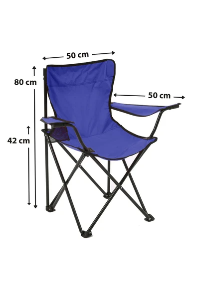 EXENT Lacivert - 4'LÜ Rejisör Kamp Sandalyesi Katlanır Çantalı Piknik, Plaj, Balıkçı Sandalyesi - 3