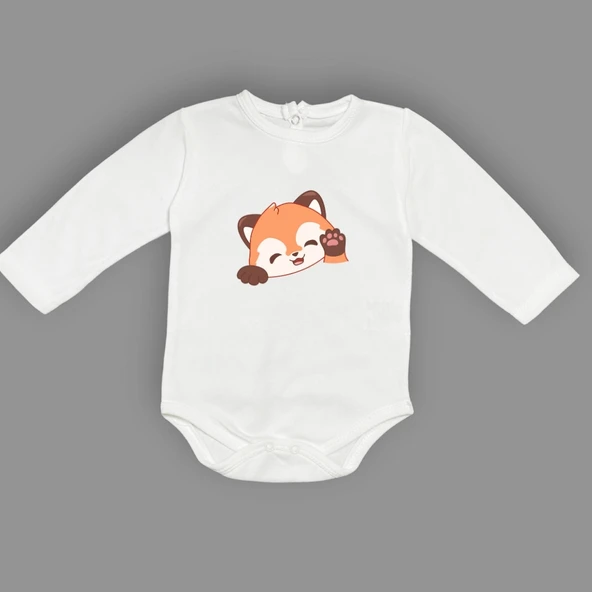 Sevimli Tilki Baskılı Bebek Body Zıbın Çıtçıtlı Badi - Resim 22