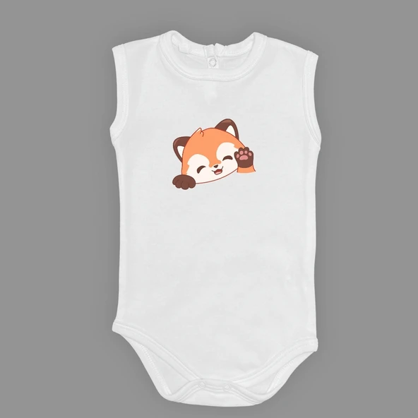 Sevimli Tilki Baskılı Bebek Body Zıbın Çıtçıtlı Badi - Resim 30