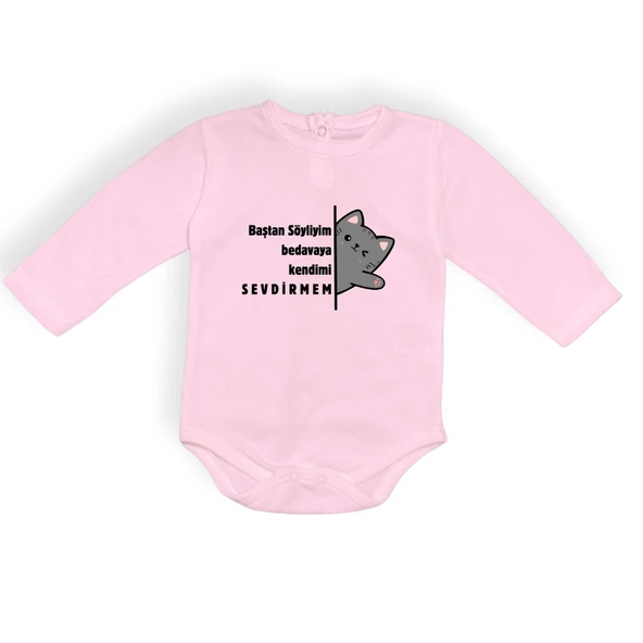 Baştan Söyliyim Kedi Baskılı Bebek Body Zıbın Çıtçıtlı Badi - Resim 22
