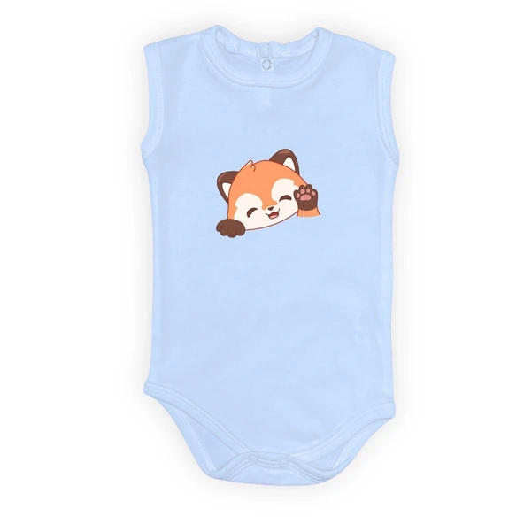 Sevimli Tilki Baskılı Bebek Body Zıbın Çıtçıtlı Badi - Resim 4