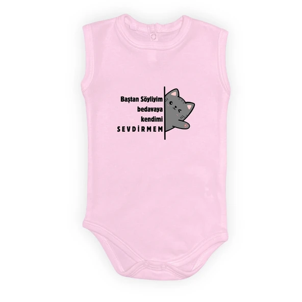 Baştan Söyliyim Kedi Baskılı Bebek Body Zıbın Çıtçıtlı Badi - Resim 12
