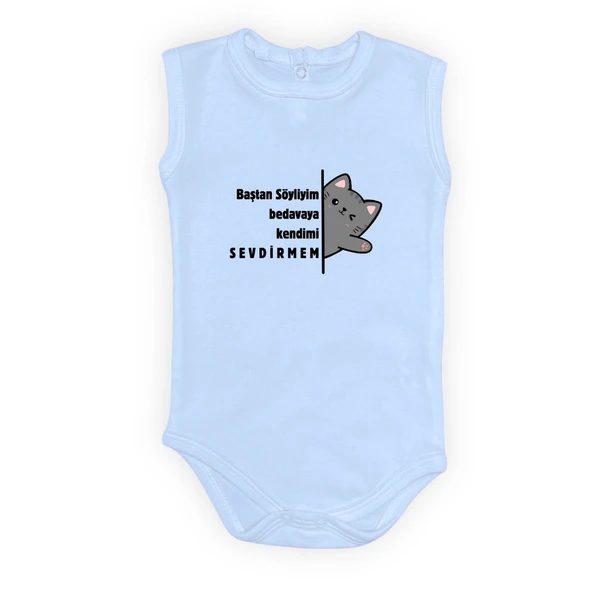 Baştan Söyliyim Kedi Baskılı Bebek Body Zıbın Çıtçıtlı Badi - Resim 5