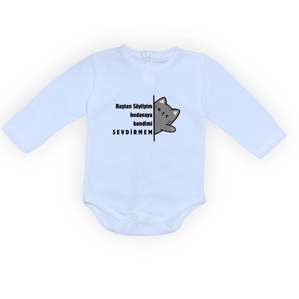 Baştan Söyliyim Kedi Baskılı Bebek Body Zıbın Çıtçıtlı Badi - Resim 21