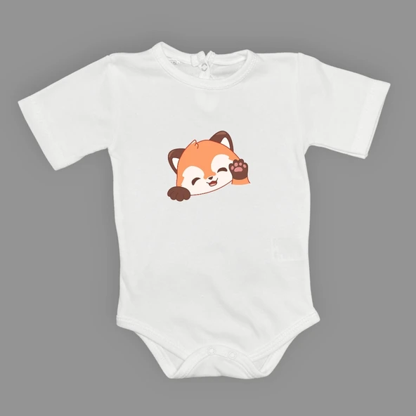 Sevimli Tilki Baskılı Bebek Body Zıbın Çıtçıtlı Badi - Resim 10