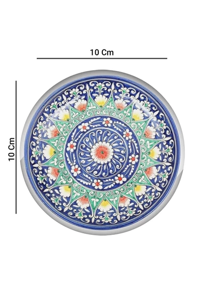 Valerine Life Mavi Radyal Çini Desenli Yıkanabilir Kaydırmaz Ofis Çay ve Fincan Bardak Altlığı 10x10cm 6 Adet - 2