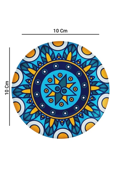 Valerine Life Kutsal Geometri Mandala Desenli Yıkanabilir Kaydırmaz Ofis Çay ve Fincan Bardak Altlığı 10x10cm 6 Adet - Resim 2