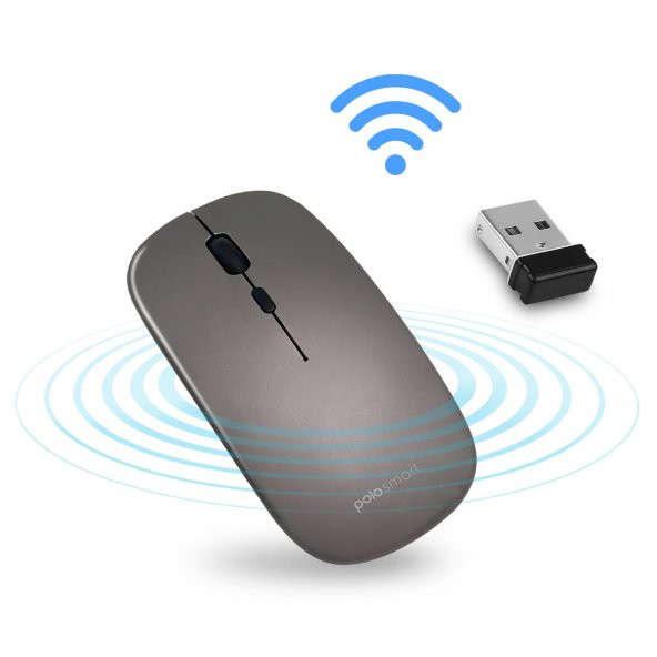 Polosmart PSWM13 Hybrid Bluetooth & Wireless Şarj Edilebilir Mouse K.Gri - 5