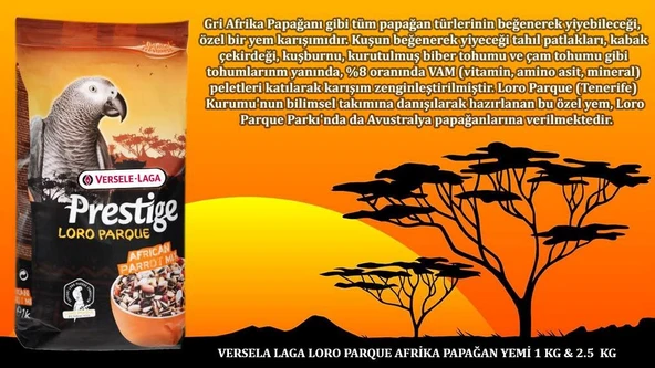 Versele Laga Loro Parque Afrika Papağan Yemi 2,5kg - 2