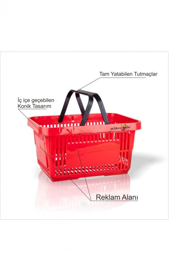 Bakkal Market Mağaza Pazar Alışveriş Saplı Plastik Çantası Sepeti