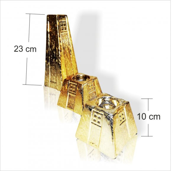 Dresuar Sehpa Masa Vitrin Ünite Üzerine Uzun Altın Varak Mumluk - 2
