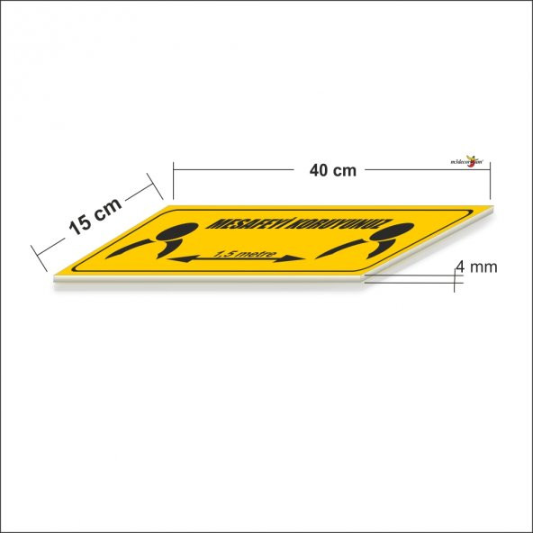 Sosyal Fiziksel Mesafeyi Koruyunuz 40cm Uyarı İkaz Levhası Panosu - Resim 2