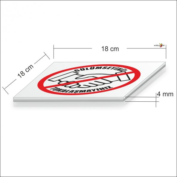 Gülümseyiniz Tokalaşmayınız Sosyal Mesafe İkaz Levhası Panosu - Resim 2