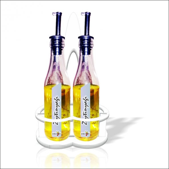 Beyaz 2li Çelik Sosluk Zeytinyağlık Sirkelik Yağlık Şişe Seti ürün görseli 1