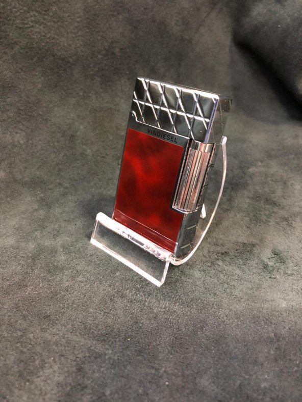 Hediyelik Metal Çevirme Normal Alev Kapaklı Gümüş Kırmızı Çakmak