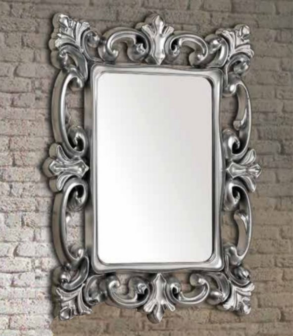 Gümüş Yaldız 58x77cm Dev Büyük Banyo Salon Duvar Boy Aynası - 2