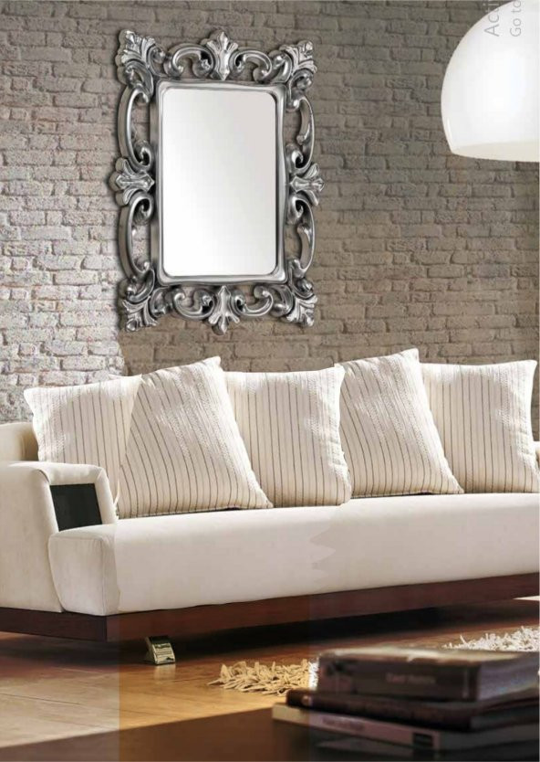 Gümüş Yaldız 58x77cm Dev Büyük Banyo Salon Duvar Boy Aynası - 3