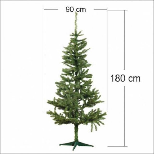 180cm Yılbaşı Uzun Geniş Ayaklı Sıkı Yapraklı Yeşil Gür Çam Ağacı - 2