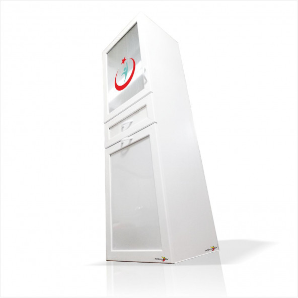 Uzun Paslanmaz 140 cm Tıbbi Malzeme Ecza İlaç Doktor Klinik Hastane Hekim Dolabı Dolapı