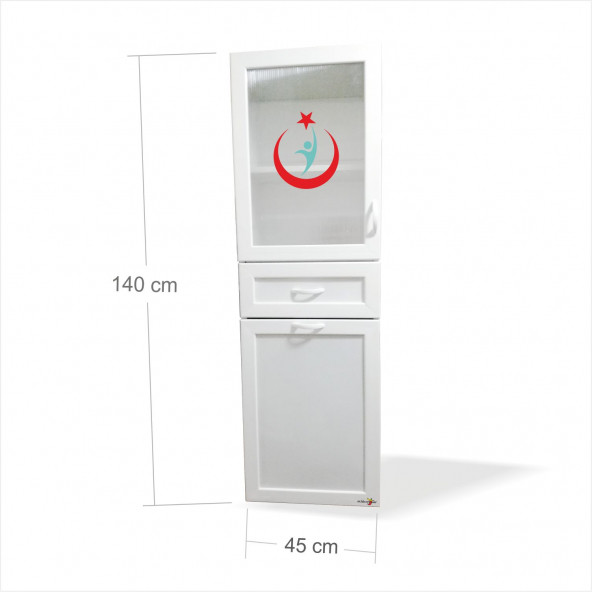 Uzun Paslanmaz 140 cm Tıbbi Malzeme Ecza İlaç Doktor Klinik Hastane Hekim Dolabı Dolapı - 3