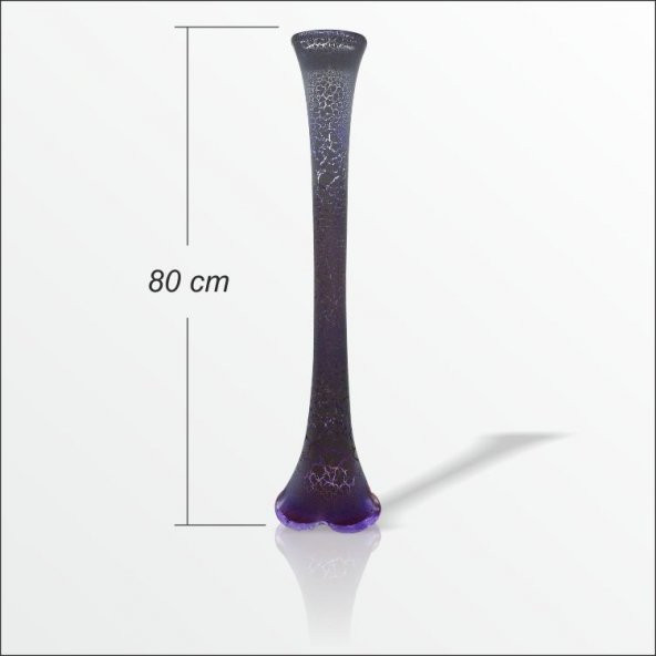 80 cm Uzun Derin Çatlatma Beyaz Mor Renkli Su Geçirmez Cam Vazo - Resim 2