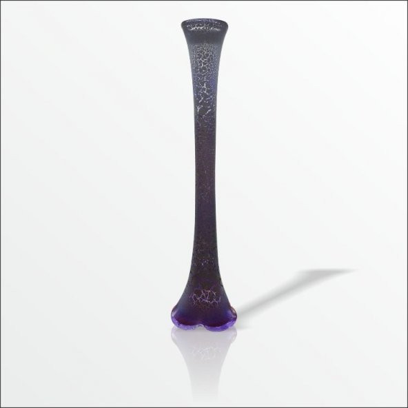 80 cm Uzun Derin Çatlatma Beyaz Mor Renkli Su Geçirmez Cam Vazo - Resim 3