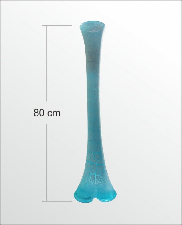 Uzun 80 cm Çatlatma Buz Mavi Renk Su Geçirmez Canlı Çiçeklik Vazo - 3