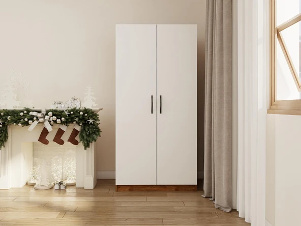 2 Kapaklı Bölmeli Gardırop Amalfi-Beyaz - 1