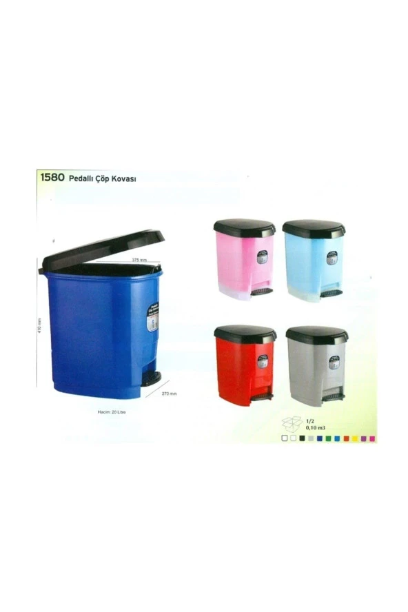 Ark Çöp Kovası Plastik Kapaklı Pedallı 20 LT 1580