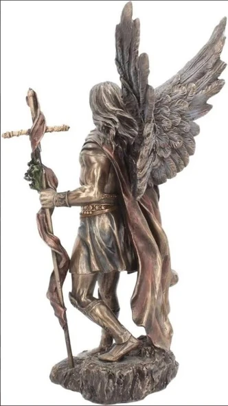 Aziz Gabriel Bronz Melek Heykel Biblo Dekor - 4