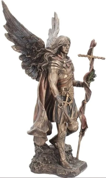 Aziz Gabriel Bronz Melek Heykel Biblo Dekor - 2