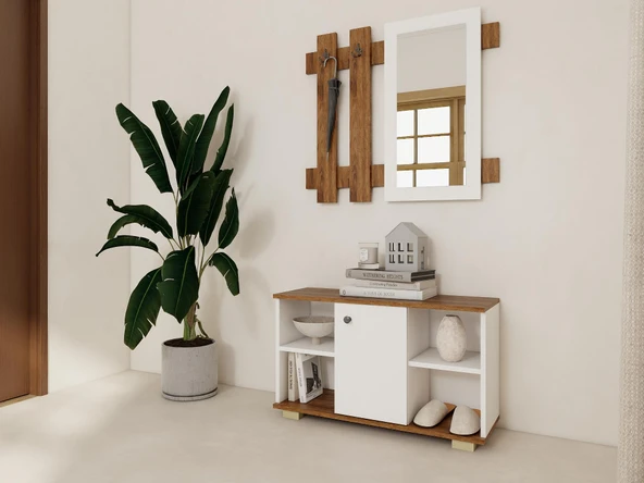 Edessa Ayakkabı/Antre Hol Dolabı Amalfi-Beyaz Renk - Resim 2