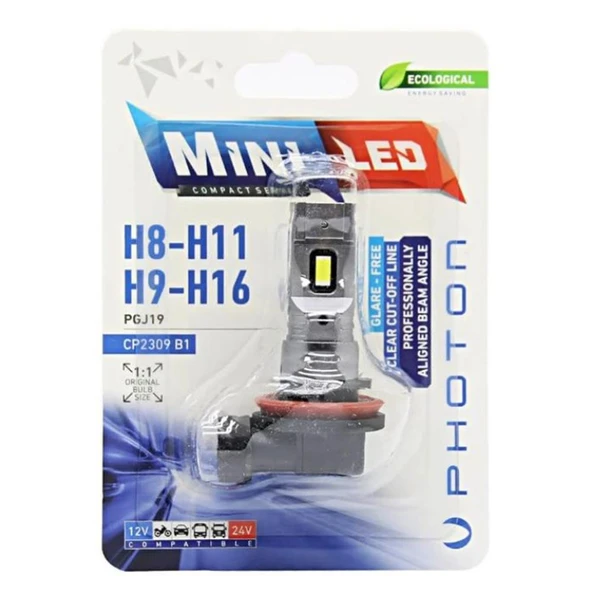 PHOTON MINI H8/H9/H11/H16 12-24V COMPACT LED (TEKLİ BLİSTER) CP2309 B1