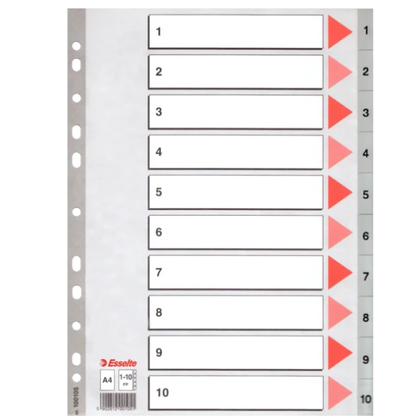 Esselte Seperatör 1-10 Rakamlı Plastik A4 100105
